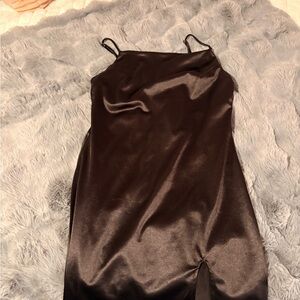 Fashion Nova Black Satin Dress
